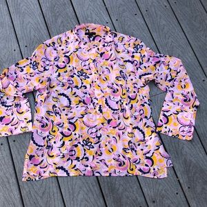 Jcrew silk blouse size medium pink orange blue